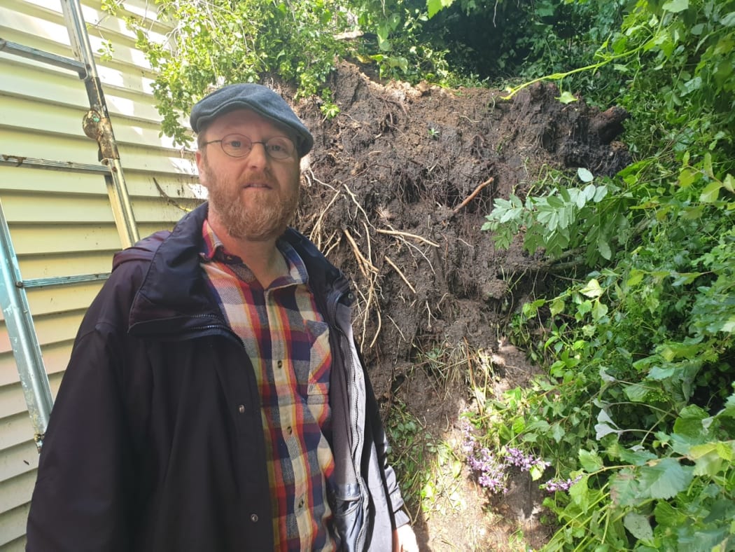 A slip crashed into Freeman White's house in Napier.