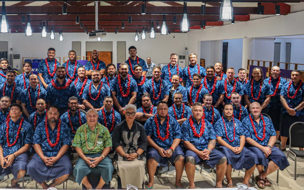 Samoa Prime Minister, Afioga Fiame Naomi Mataafa, and the Hon. Minister of Education, Sports, and Culture, Seuula Ioane Tuaau, attended a service (faigalotu) with The Manu Samoa team on Monday, 03 July 2023 at Tanoa Tusitala Hotel.