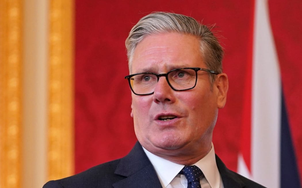 Britain's Prime Minister Keir Starmer speaks at an event for representatives of the Civil Nuclear industry, at a reception at Lancaster House in central London on September 15, 2025, to mark the announcement of a new UK-US partnership on nuclear. (Photo by Alberto Pezzali / POOL / AFP)