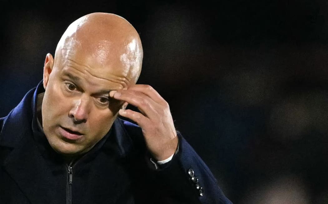 Liverpool's Dutch manager Arne Slot reacts after the final whistle in the English Premier League football match between Brentford and Liverpool at the Gtech Community Stadium in London on October 25, 2025. (Photo by Glyn KIRK / AFP) / RESTRICTED TO EDITORIAL USE. NO USE WITH UNAUTHORIZED AUDIO, VIDEO, DATA, FIXTURE LISTS, CLUB/LEAGUE LOGOS OR 'LIVE' SERVICES. ONLINE IN-MATCH USE LIMITED TO 120 IMAGES. AN ADDITIONAL 40 IMAGES MAY BE USED IN EXTRA TIME. NO VIDEO EMULATION. SOCIAL MEDIA IN-MATCH USE LIMITED TO 120 IMAGES. AN ADDITIONAL 40 IMAGES MAY BE USED IN EXTRA TIME. NO USE IN BETTING PUBLICATIONS, GAMES OR SINGLE CLUB/LEAGUE/PLAYER PUBLICATIONS. /
