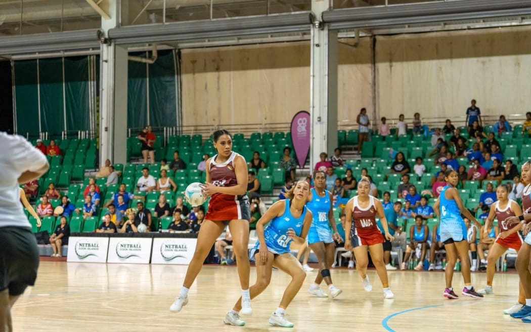 Tonga youth netball team playing at the Oceania Youth Netball qualifiers last year in Rarotonga. Some of the players are in the Tala squad for the PacificAUS Netball Series to be played in Brisbane in February. Photo: Tonga Netball