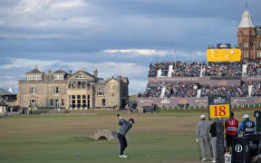 Rory McIlroy 18th tee shot 150th Open 2022 ,Old Course, St Andrews,Fife,Scotland.