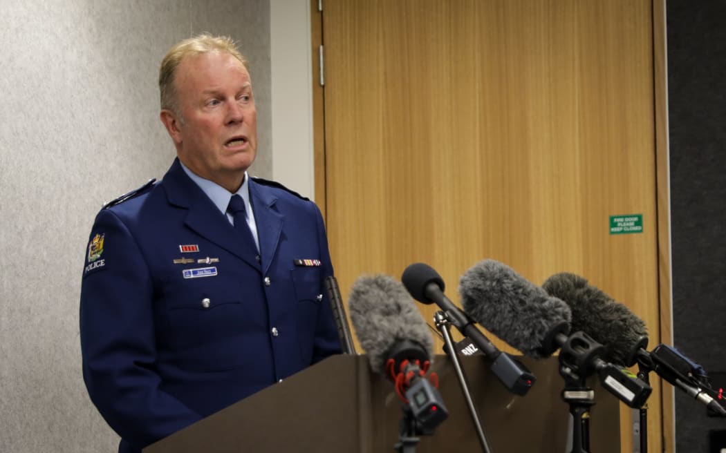 Canterbury district commander superintendent John Price speaking about arrests made after online threats towards Linwood Islamic Centre and Al Noor Mosque.