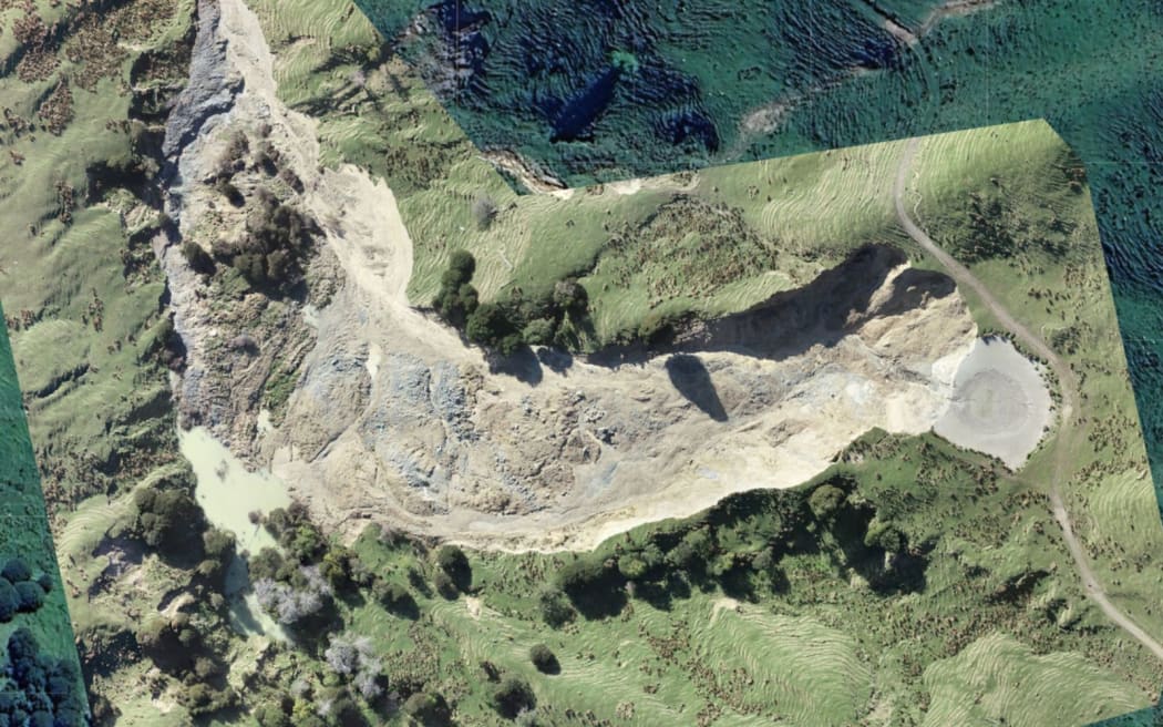 Aerial map of Bushy Knoll landslide.