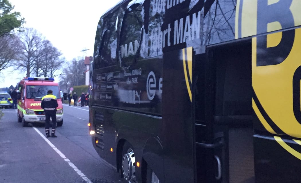 The Borussia Dortmund bus was damaged when it was caught amidst three explosions.