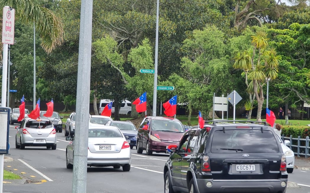 Toa Samoa fans gather to celebrate the team playing Australia in the Rugby League World Cup final on 20 November.