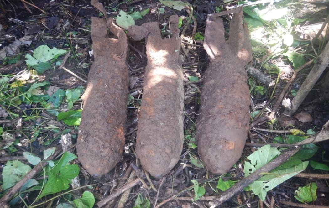Japanese bombs at Ringgi on Kolombangara