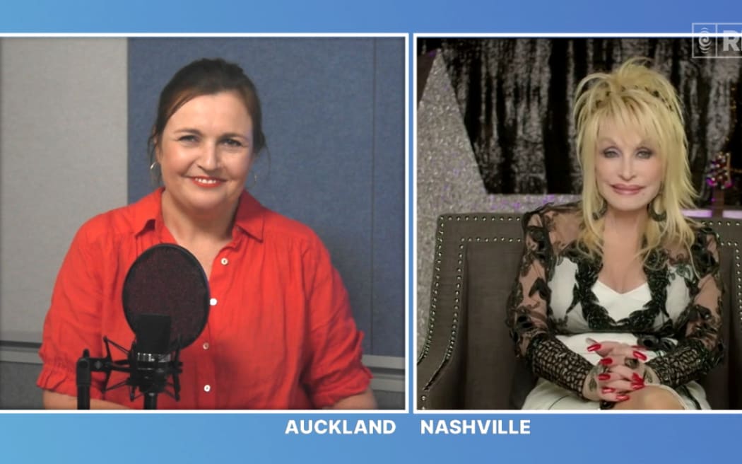 Music 101 Host Charlotte Ryan talking to Dolly Parton in Nashville
