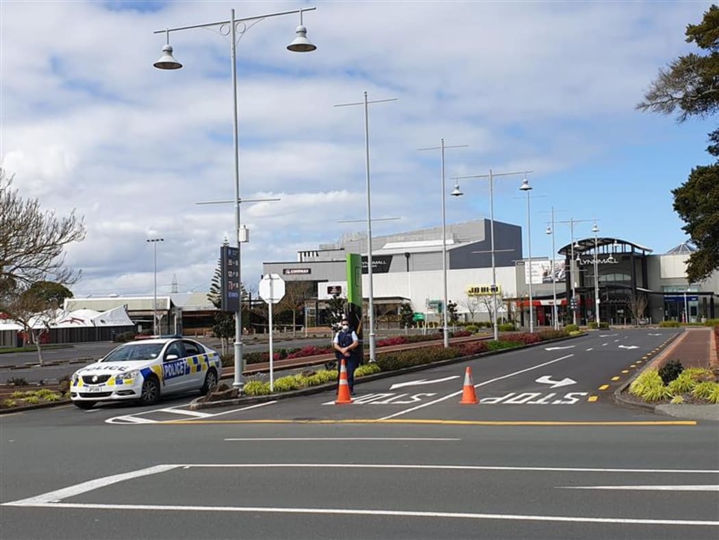 Police outside Countdown at LynnMall on September 5.
