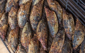 Fresh cook katsuobushi - smoked skipjack Tuna.