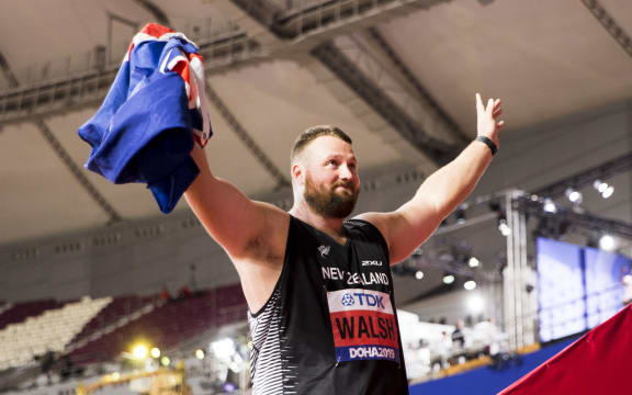 Tom Walsh wins bronze and breaks the area record at the World Athletics Championships.  Khalifa International Stadium, Doha, Qatar.