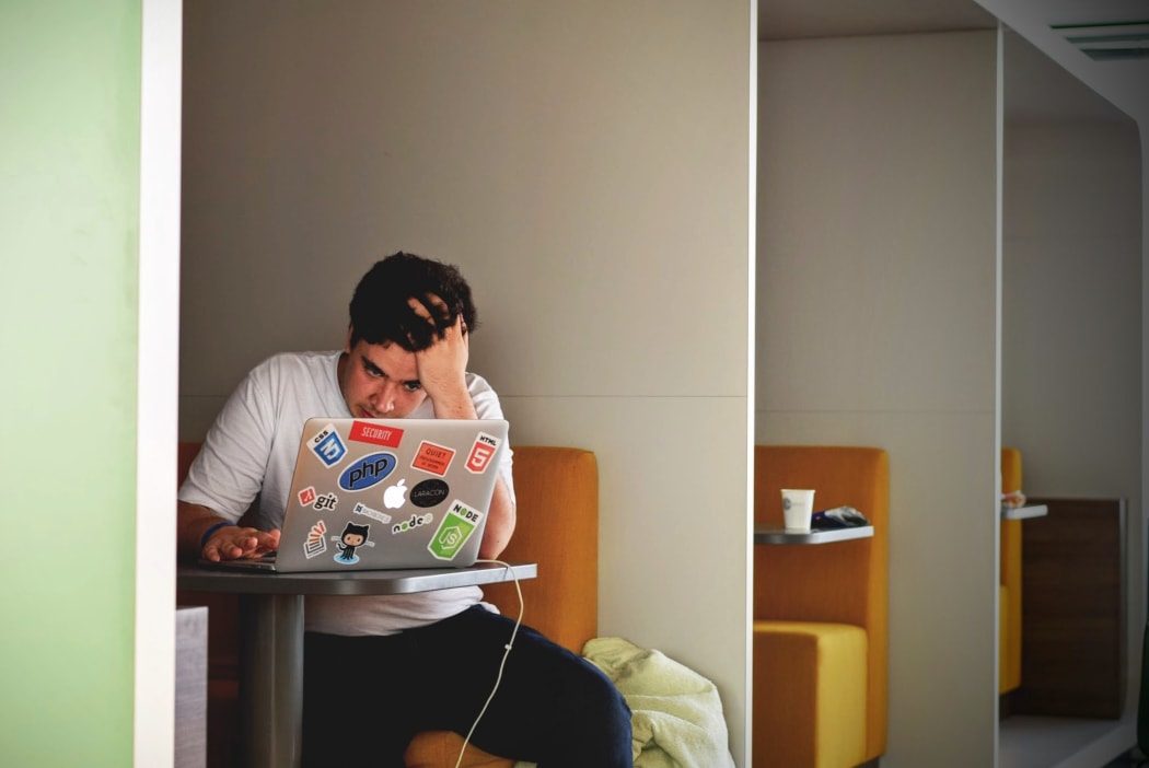 young man on laptop