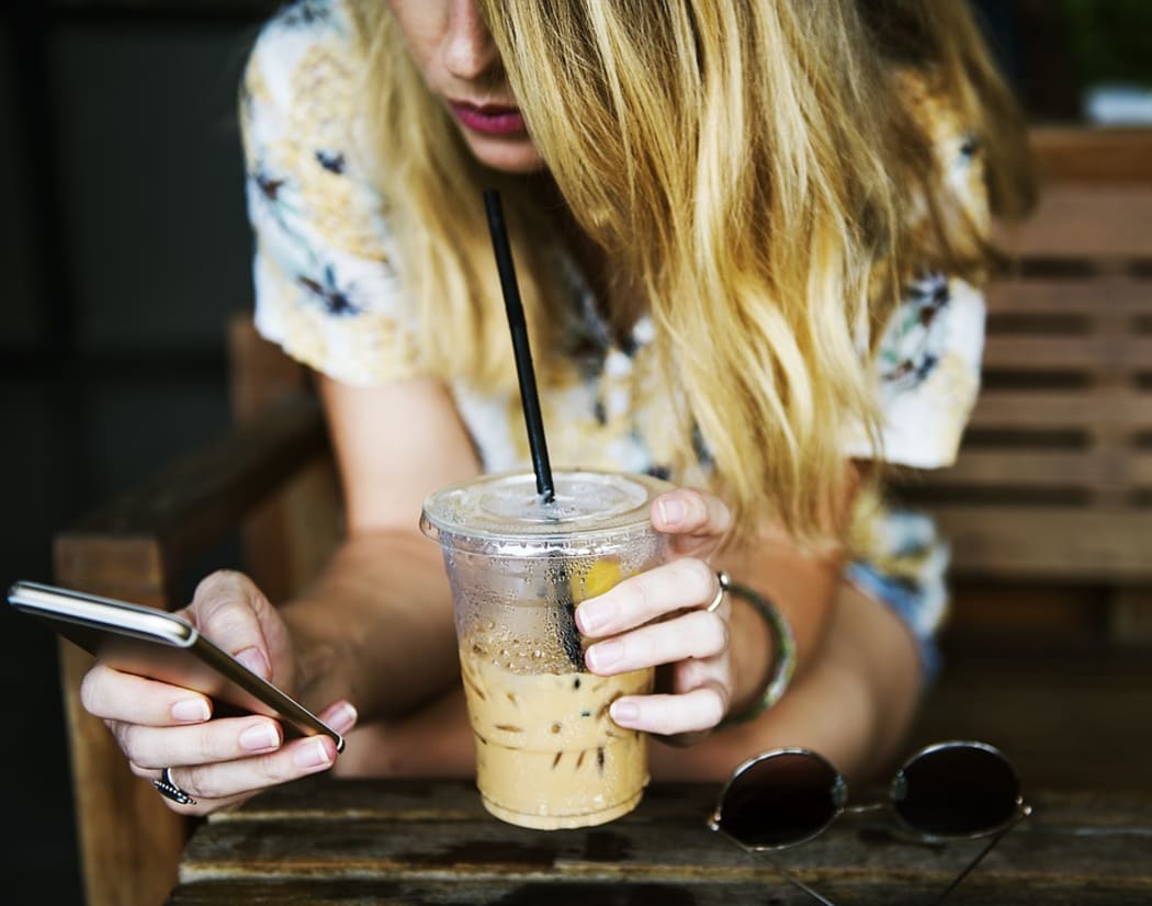Woman looking at her phone