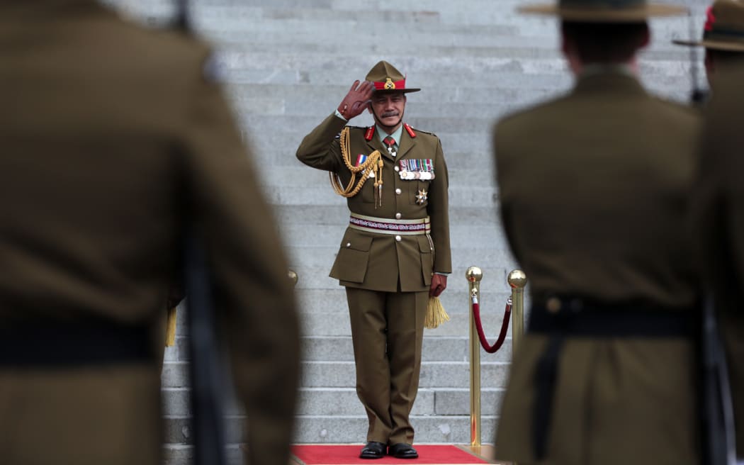The GovernorGeneral, Lt Gen The Rt Hon Sir Jerry Mateparae outside Parliament buildings in Wellington.