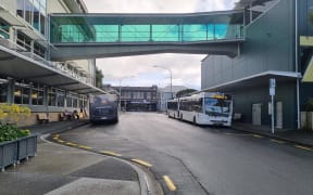 The bus hub outside New Plymouth's Puke Ariki library and museum.