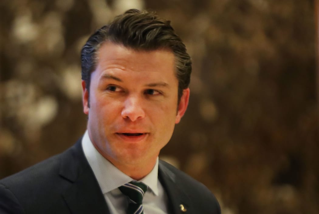In this 15 December 2016 photo, Fox News contributor Pete Hegseth arrives at Trump Tower in New York City.