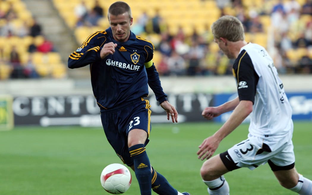 LA Galaxy's David Beckham playing against the Wellington Phoenix in 2007.