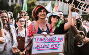 Supporters of the transgender community gather in Wellington.