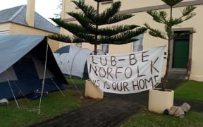 The protest tent on Norfolk Island