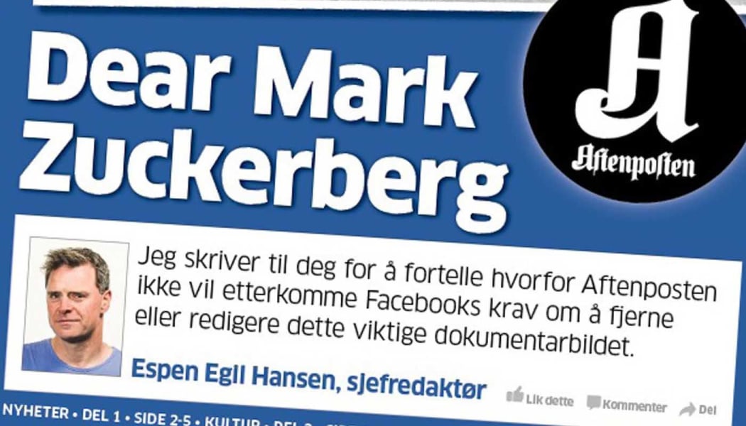 Espen Egil Hansen called out Facebook's Mark Zuckerberg in a campaign about censorship of images in 2017.