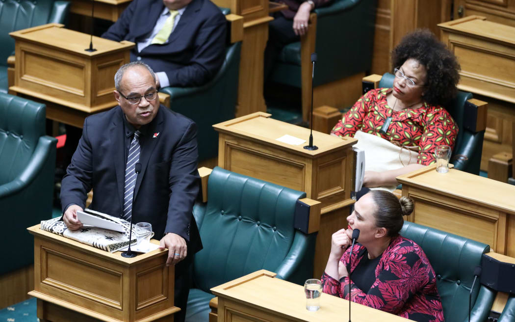 Labour Minister Aupito Tofae Su'a William Sio's speaks on End of Life Choice. Anahila Lose Kanongata'a-Suisuiki and Carmel Sepuloni listen.