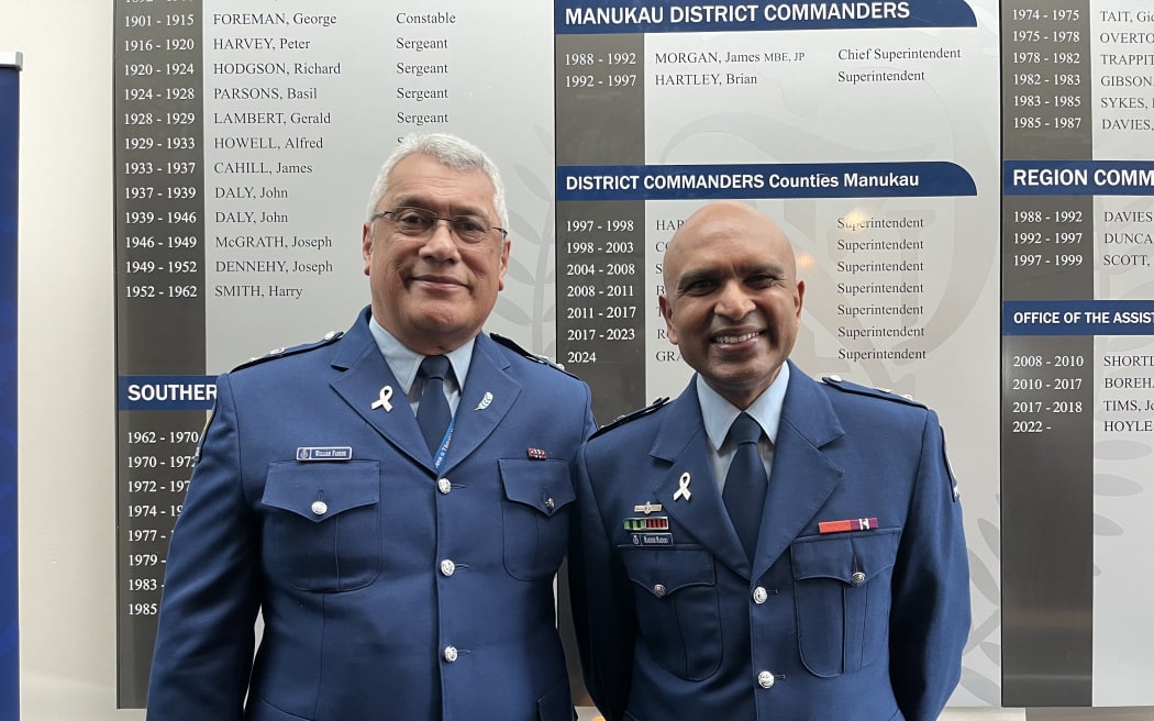 Superintendent Fata Willi Fanene, the police’s Pacific national partnerships manager, and National partnerships manager for ethnic communities, Rakesh Naidoo.
