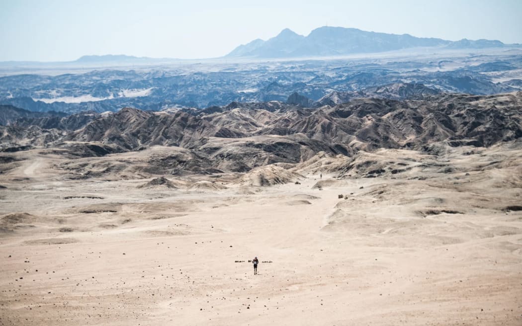 Ultramarthon runner Inia Raumati taking part in Namib Race 2024. 

For use only with story on Inia Raumati - Not for generic use