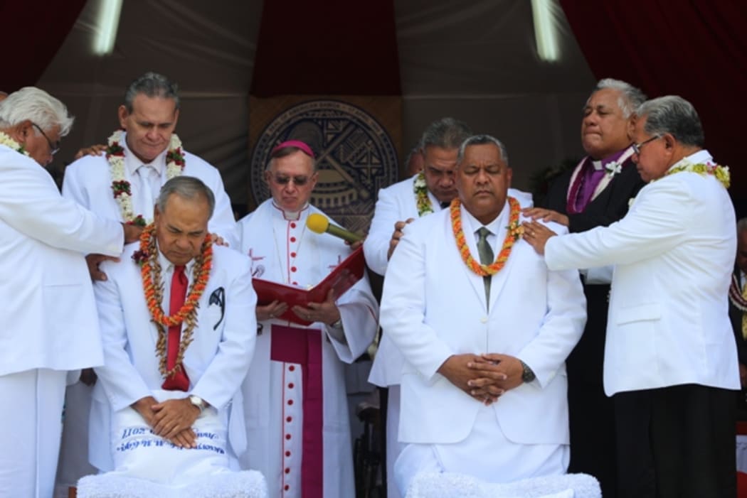 Governor Lolo Matalasi Moliga and Lieutenant Governor Lemamu Palepoi Sialega Mauga are sworn in a Fagatogo Pavilion in American Samoa 4th January, 2017.