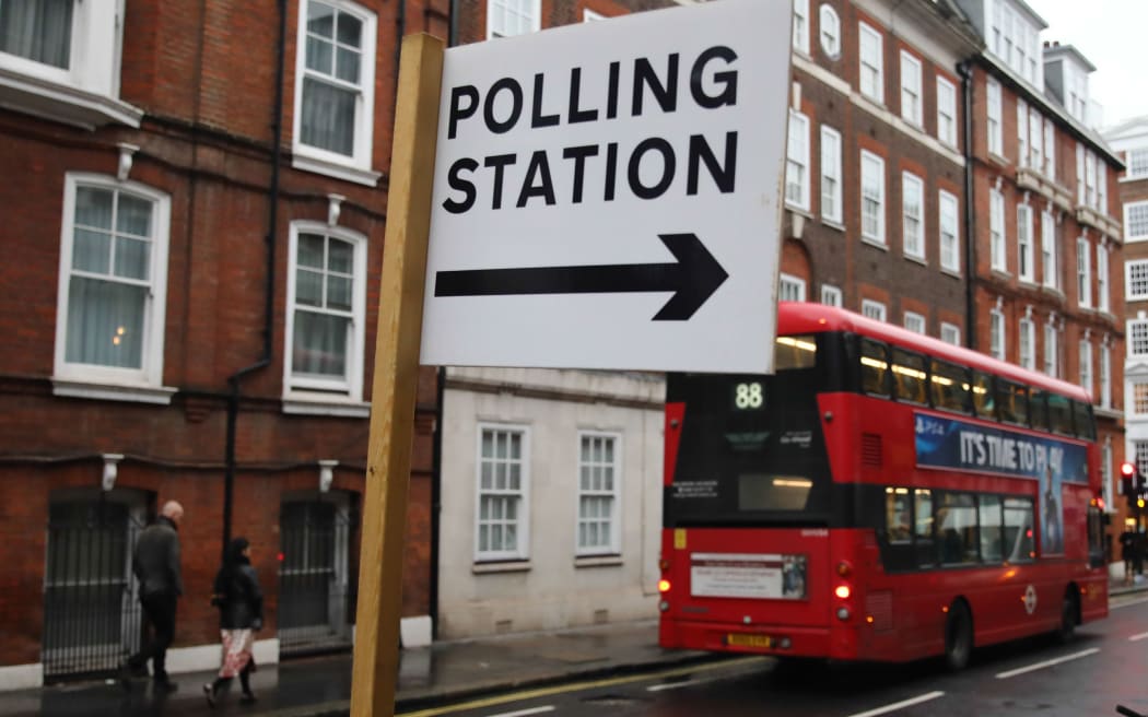 Polling Station sign is seen two days before General Elections in London, Great Britain on December 10, 2019. (Photo by Jakub Porzycki/NurPhoto)