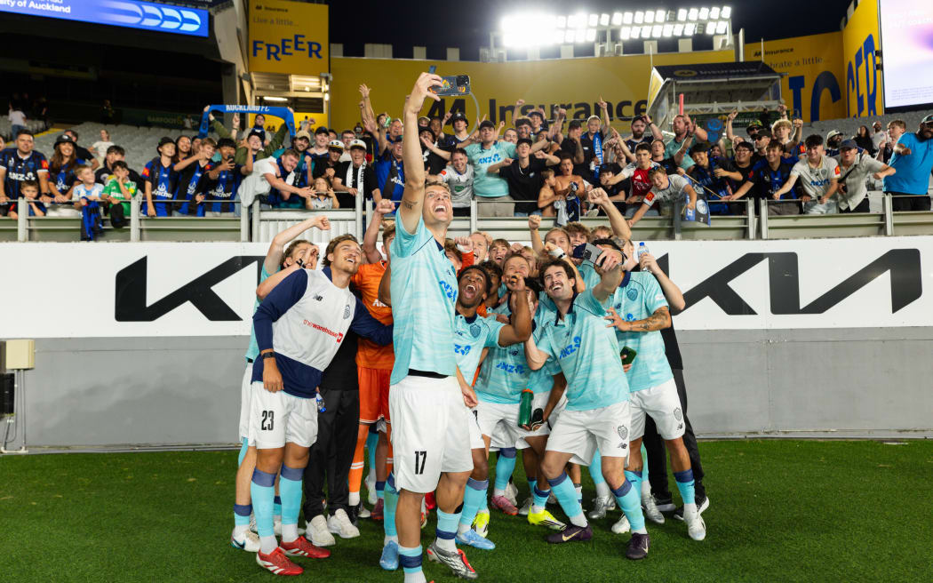 Auckland FC with fans after Auckland FC vs South Island United, OFC Pro League Round 1 at Eden Park, Auckland, New Zealand on Saturday 17 January 2026.
Photo: Joshua Devenie / www.photosport.nz