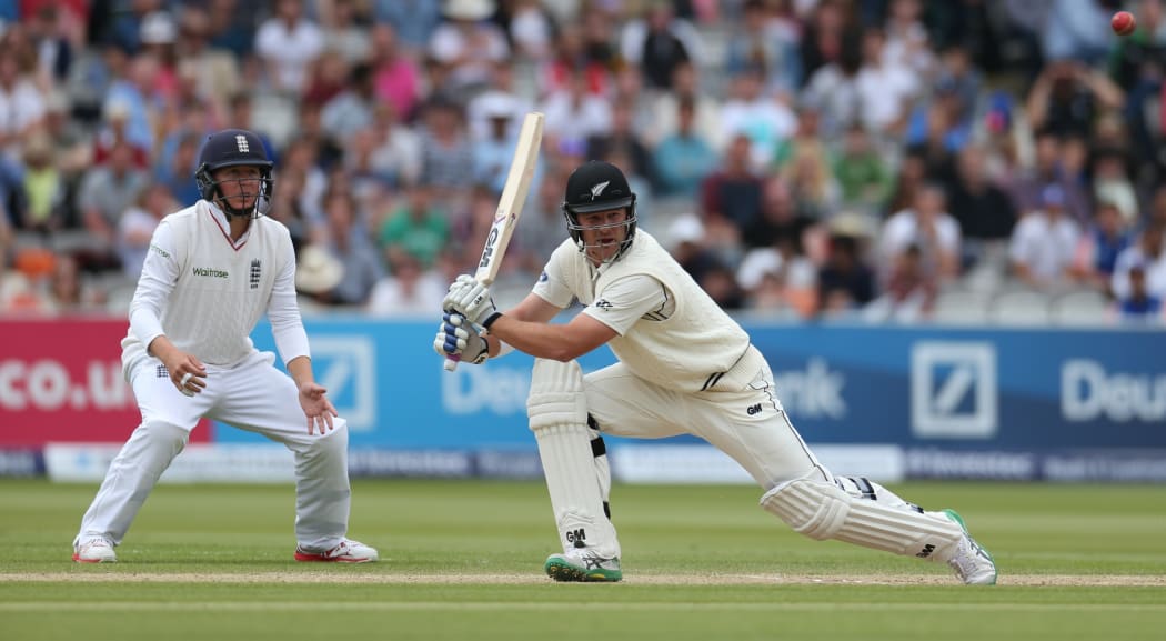Corey Anderson bats during the first Investec Test Match between England and New Zealand at Lord's Cricket Ground, London.