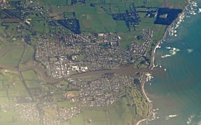 An aerial view of Taranaki town Waitara