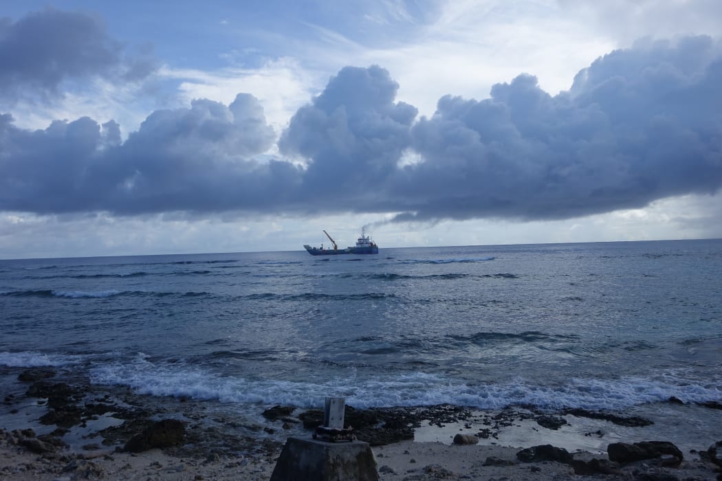 Cargo ship near Nukunonu, Tokelau