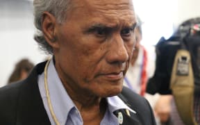 The Tongan prime minister, 'Akilisi Pohiva, at the 2019 Pacific Islands Forum summit in Tuvalu.