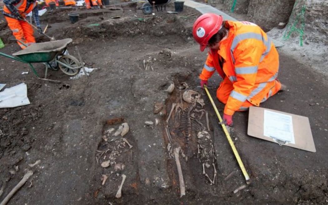 Archaeologists have excavated skeletons underneath Liverpool Street Station in London.