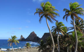 The volcanic island of Pagan in the Northern Marianas.