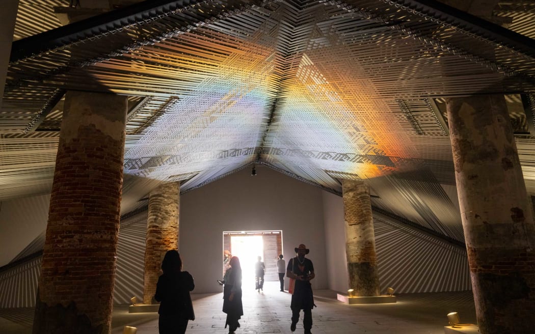Mataaho Collective's Takapau in Stranieri Ovunque, Foreigners Everywhere at the 30th Venice Biennale.