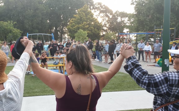 The Flaxmere community has gathered  for a karakia for a four-year-old child seriously injured in a beating at unknown hands two weeks ago.
