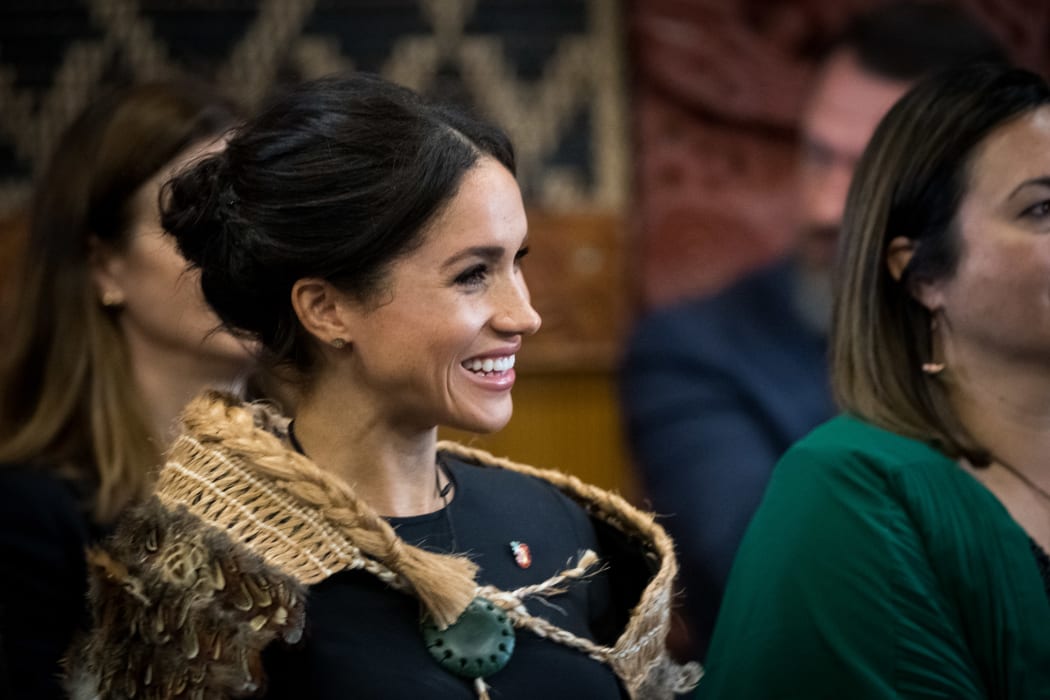 The Duchess of Sussex at Te Papaiouru Marae.