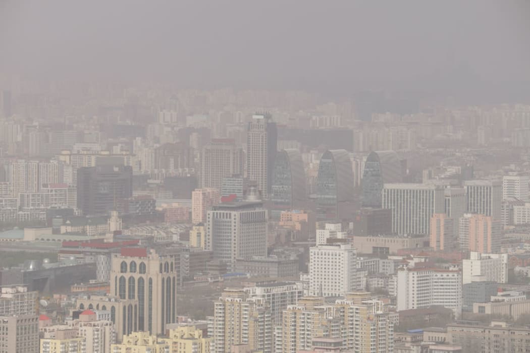 Air pollution over Beijing in China.