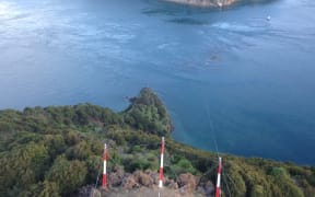 The scene of the helicopter crash at French Pass showing the downed power lines.