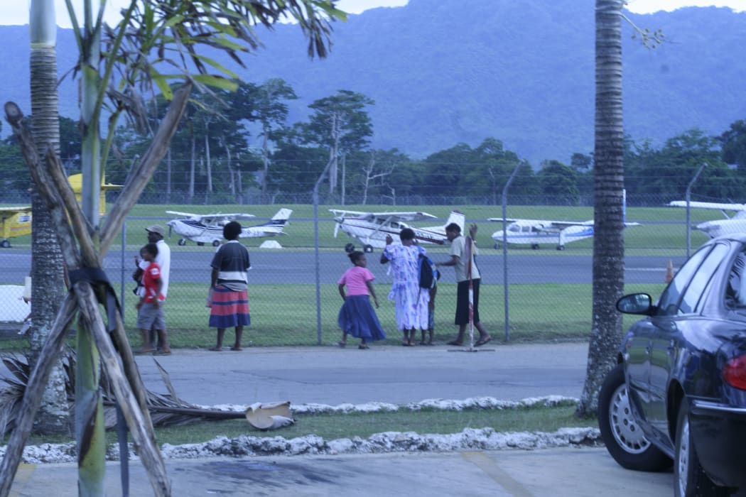 Air strip at Bauerfield Airport in Port Vila