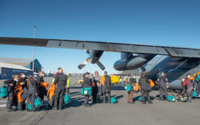 The Royal New Zealand Air Force C-130 before departing Christchurch for Antarctica, September 2021.