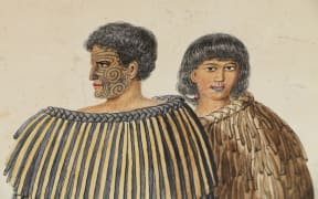 Potrait of Hōne Heke and his wife Hariata Rongo by artist Joseph Merrett (from a private collection).
