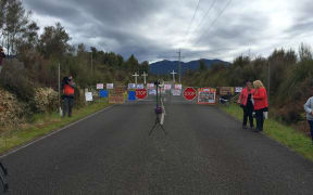 Protests were held at the entrance to the Pike River mine.