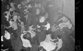 Rock and roll dancers at Youth Club, Taita, Lower Hutt. (Evening post)