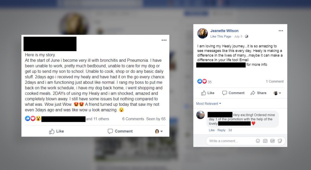 Jeanette Wilson shares testimonials promoting Healy on various social media channels