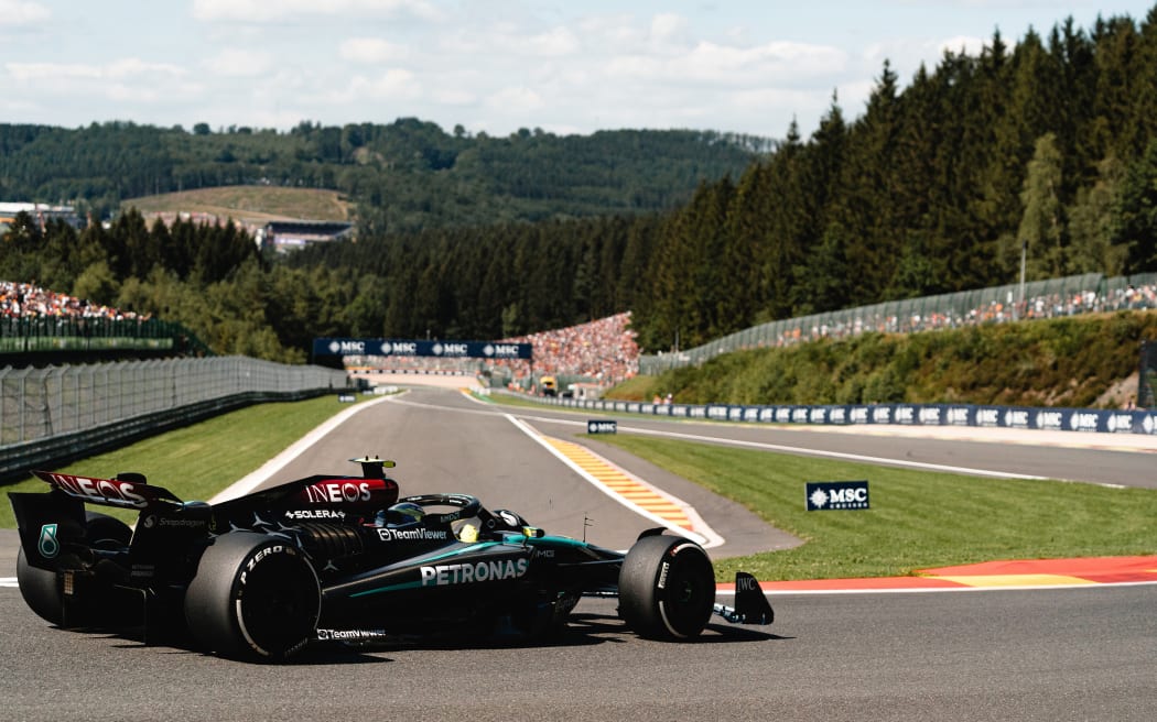 Mercedes driver Lewis Hamilton at the Belgium Grand Prix. 2024.