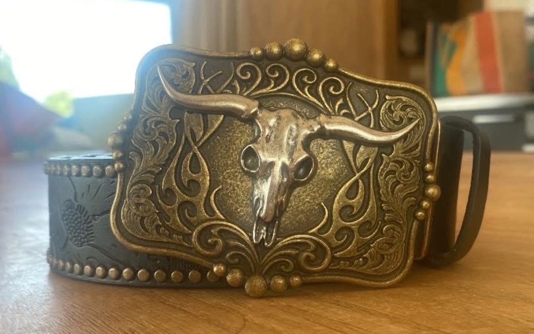 The belt that Caren Davis found nearly a kilometre away from its workshop