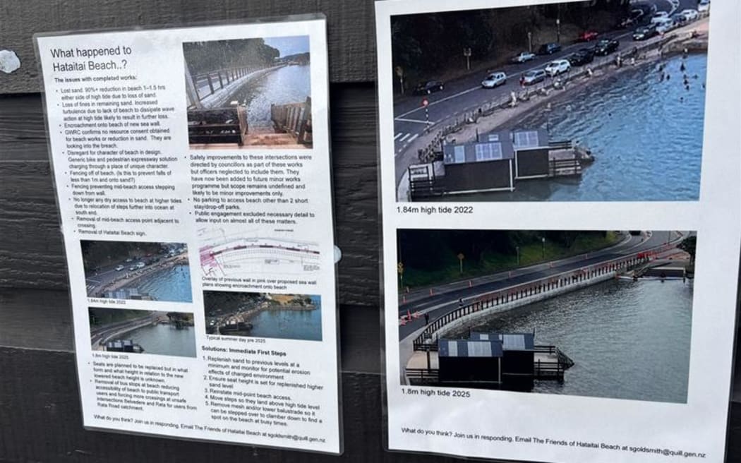 Photo of flyers on the Hataitai Beach changing sheds.